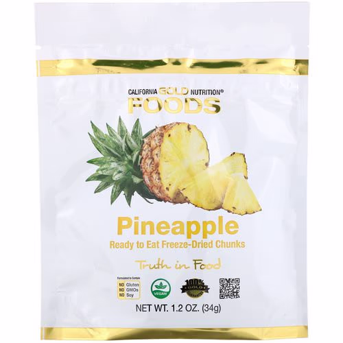 California Gold Nutrition, Freeze Dried Pineapple, Ready to Eat Whole Freeze-Dried Chunks, 1 oz (34 g) Review California Gold Nutrition, Freeze Dried Pineapple, Ready to Eat Whole Freeze-Dried Chunks, 1 oz (34 g) Review
