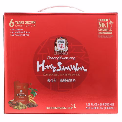 Cheong Kwan Jang, Hong Sam Won, Korean Red Ginseng Drink, 20 Pouches, 1.69 fl oz (50 ml) Each Review Cheong Kwan Jang, Hong Sam Won, Korean Red Ginseng Drink, 20 Pouches, 1.69 fl oz (50 ml) Each Review