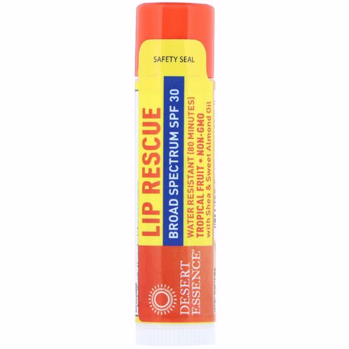 Desert Essence, Lip Rescue, SPF 30, Tropical Fruit, .15 oz (4.25 g) Review Desert Essence, Lip Rescue, SPF 30, Tropical Fruit, .15 oz (4.25 g) Review