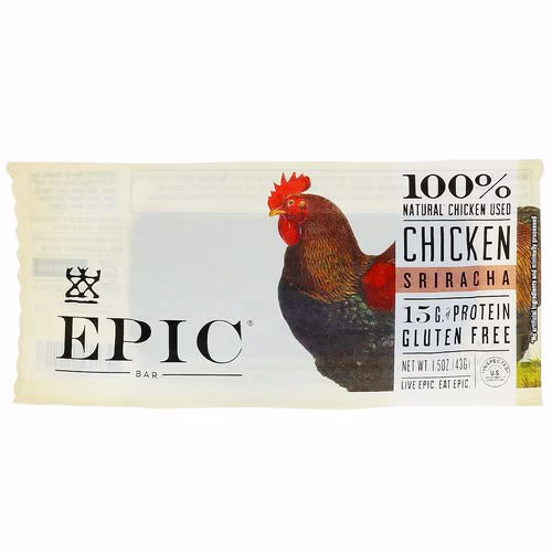 Epic Bar, Chicken Sriracha Bar, 12 Bars, 1.5 oz (43 g) Each Review Epic Bar, Chicken Sriracha Bar, 12 Bars, 1.5 oz (43 g) Each Review