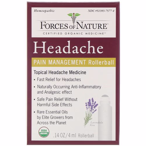 Forces of Nature, Headache, Pain Management, Rollerball, 0.14 oz (4 ml) Review