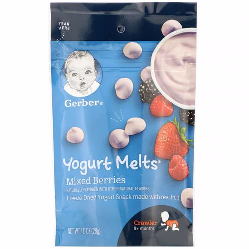 Gerber, Graduates, Yogurt Melts, Mixed Berries, 8+ Months, 1.0 oz (28 g) Review Gerber, Graduates, Yogurt Melts, Mixed Berries, 8+ Months, 1.0 oz (28 g) Review