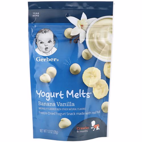 Gerber, Yogurt Melts, Banana Vanilla, Crawler 8+ months, 1 oz (28 g) Review Gerber, Yogurt Melts, Banana Vanilla, Crawler 8+ months, 1 oz (28 g) Review