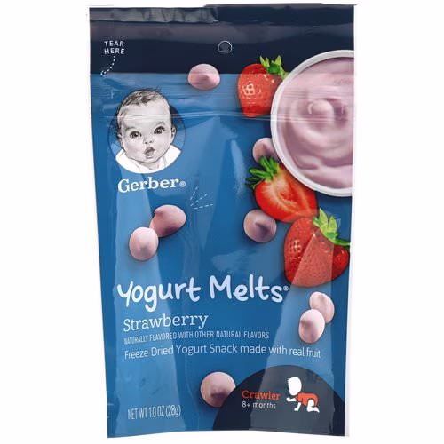 Gerber, Yogurt Melts, Strawberry, Crawler, 8+ Months, 1.0 oz (28 g) Review Gerber, Yogurt Melts, Strawberry, Crawler, 8+ Months, 1.0 oz (28 g) Review