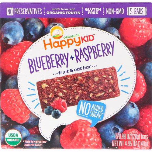 Happy Family Organics, Happy Kid, Blueberry + Raspberry, Fruit & Oat Bar, 5 Bars, 0.99 oz (28 g) Each Review Happy Family Organics, Happy Kid, Blueberry + Raspberry, Fruit & Oat Bar, 5 Bars, 0.99 oz (28 g) Each Review