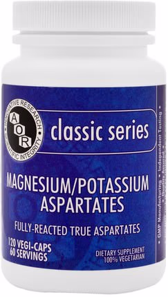 Magnesium Potassium Aspartates, 120 Veggie Caps by Advanced Orthomolecular Research AOR, 補品，礦物質，鎂 HK 香港