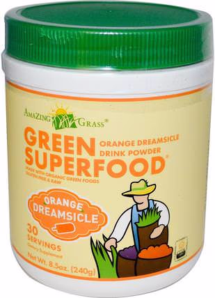 Green Superfood, Orange Dreamsicle Drink Powder, 8.5 oz (240 g) by Amazing Grass, 補品，超級食品 HK 香港