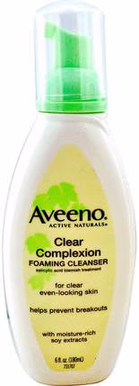 Active Naturals, Clear Complexion Foaming Cleanser, 6 fl oz (180 ml) by Aveeno, 美容，水楊酸，面部護理 HK 香港