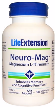 Neuro-Mag, Magnesium L-Threonate, 90 Veggie Caps by Life Extension, 補品，礦物質，鎂 HK 香港