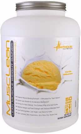MuscleLean, Lean Muscle Weight Gainer, Vanilla Milkshake, 5 lb. by Metabolic Nutrition, 運動，補品，乳清蛋白 HK 香港