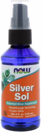 Silver Sol, 4 fl oz (118 ml) by Now Foods, 補品，礦物質，液體礦物質，銀水溶膠 HK 香港