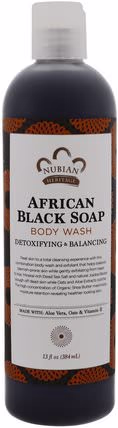Body Wash, African Black Soap, Detoxifying & Balancing, 13 fl oz (384 ml) by Nubian Heritage, 美容，水楊酸，肥皂，黑色肥皂 HK 香港
