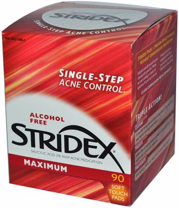 Single-Step Acne Control, Maximum, Alcohol Free, 90 Soft Touch Pads by Stridex, 美容，水楊酸，痤瘡外用產品 HK 香港