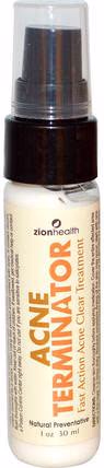 Acne Terminator, 1 oz (30 ml) by Zion Health, 健康，粉刺，皮膚型痘痘皮膚，美容，水楊酸 HK 香港
