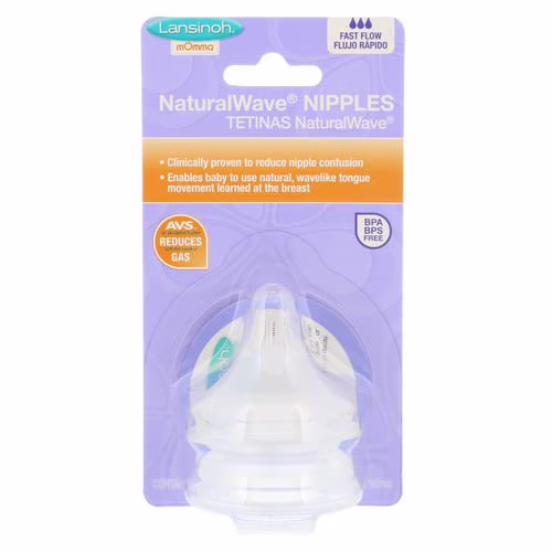 Lansinoh, mOmma, NaturalWave Nipples, Fast Flow, 2 Fast-Flow Nipples Review