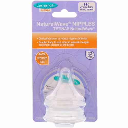 Lansinoh, mOmma, NaturalWave Nipples, Medium Flow, 2 Medium Flow Nipples Review