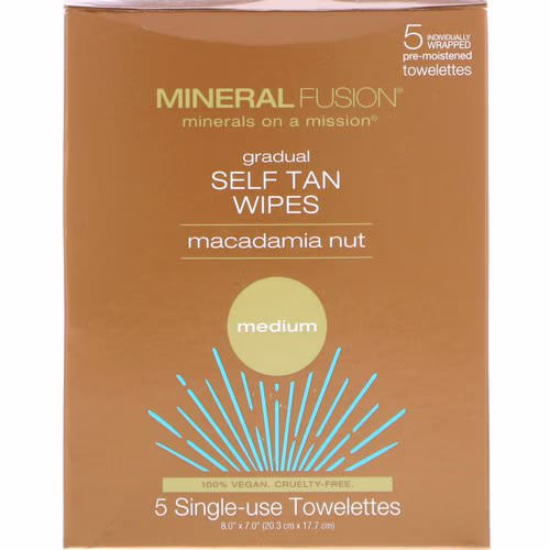 Mineral Fusion, Gradual Self Tan Wipes, Macadamia Nut, Medium, 5 Individually Wrapped Towelettes Review