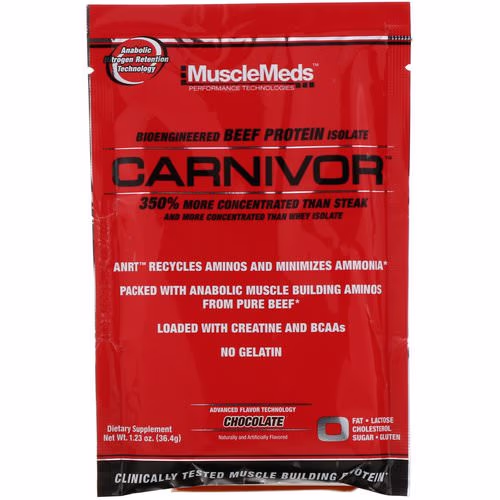 MuscleMeds, Carnivor, Bioengineered Beef Protein Isolate, Chocolate, 1.23 oz (36.4 g) Review