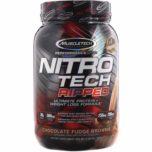 Muscletech, Nitro Tech Ripped, Ultimate Protein + Weight Loss Formula, Chocolate Fudge Brownie, 2 lbs (907 g) Review