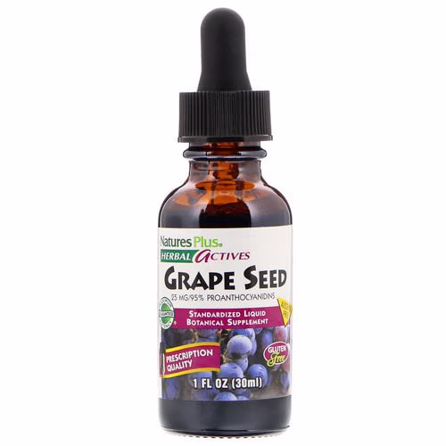 Nature's Plus, Herbal Actives, Grape Seed, Alcohol Free, 25 mg, 1 fl oz (30 ml) Review