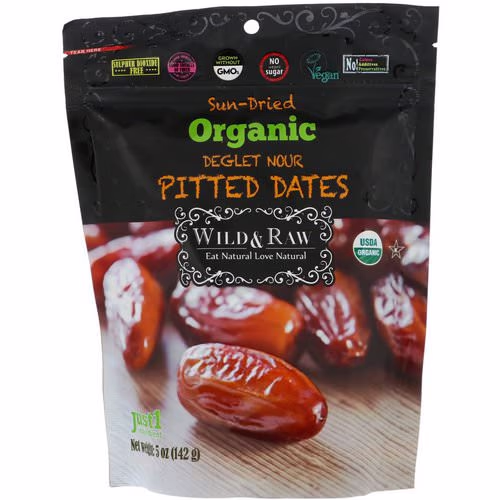 Nature's Wild Organic, Wild & Raw, Sun-Dried, Organic Deglet Noor Pitted Dates, 5 oz (142 g) Review Nature's Wild Organic, Wild & Raw, Sun-Dried, Organic Deglet Noor Pitted Dates, 5 oz (142 g) Review