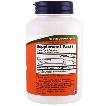果膠, 纖維: Now Foods, Apple Pectin, 700 mg, 120 Capsules
