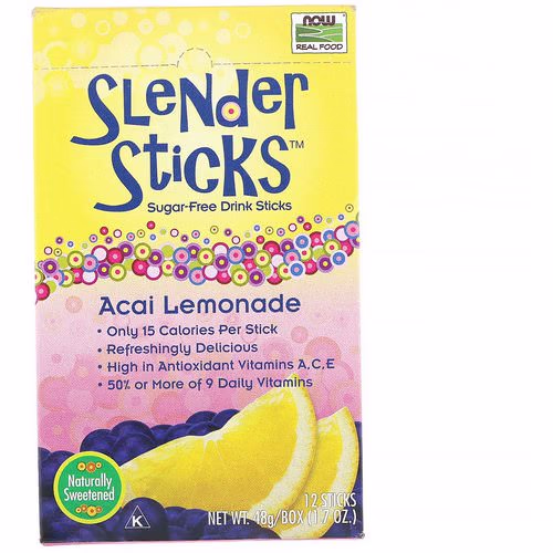 Now Foods, Real Food, Slender Sticks, Acai Lemonade, 12 Sticks, (4 g) Each Review Now Foods, Real Food, Slender Sticks, Acai Lemonade, 12 Sticks, (4 g) Each Review