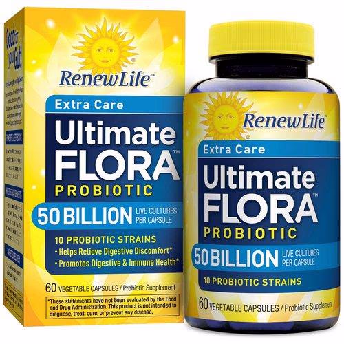 Renew Life, Extra Care, Ultimate Flora Priobiotic, 50 Billion Live Cultures, 60 Vegetable Capsules Review