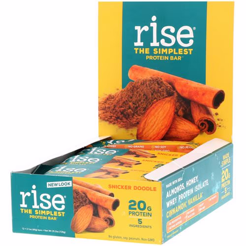 Rise Bar, Protein Bar, Snicker Doodle, 12 Bars, 2.1 oz (60 g) Each Review Rise Bar, Protein Bar, Snicker Doodle, 12 Bars, 2.1 oz (60 g) Each Review
