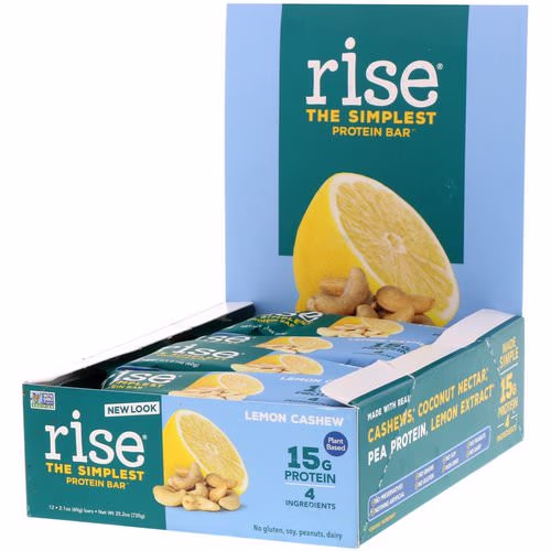 Rise Bar, The Simplest Protein Bar, Lemon Cashew, 12 Bars, 2.1 oz (60 g) Each Review Rise Bar, The Simplest Protein Bar, Lemon Cashew, 12 Bars, 2.1 oz (60 g) Each Review