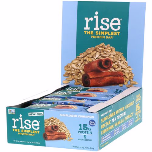 Rise Bar, The Simplest Protein Bar, Sunflower Cinnamon, 12 Bars, 2.1 oz (60 g) Each Review Rise Bar, The Simplest Protein Bar, Sunflower Cinnamon, 12 Bars, 2.1 oz (60 g) Each Review