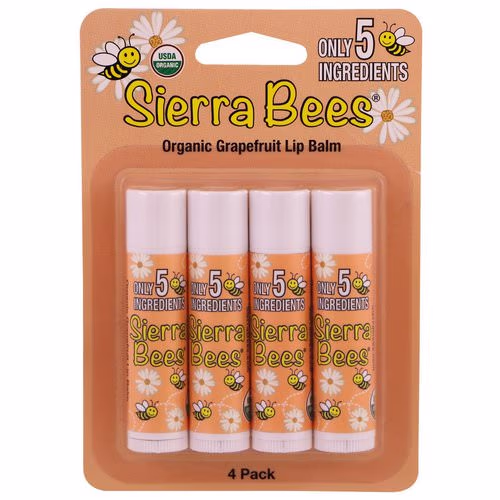 Sierra Bees, Organic Lip Balms, Grapefruit, 4 Pack, .15 oz (4.25 g) Each Review Sierra Bees, Organic Lip Balms, Grapefruit, 4 Pack, .15 oz (4.25 g) Each Review