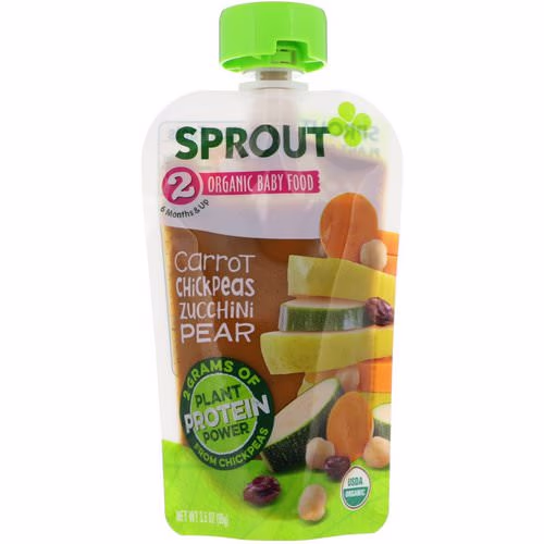 Sprout Organic, Baby Food, Stage 2, Carrot, Chickpeas, Zucchini, Pear, 3.5 oz (99 g) Review Sprout Organic, Baby Food, Stage 2, Carrot, Chickpeas, Zucchini, Pear, 3.5 oz (99 g) Review