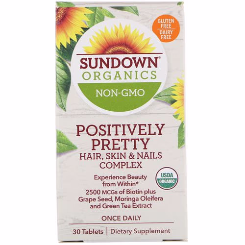Sundown Organics, Positively Pretty, Hair, Skin & Nails Complex, 30 Tablets Review Sundown Organics, Positively Pretty, Hair, Skin & Nails Complex, 30 Tablets Review