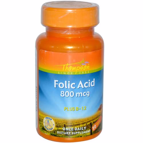 Thompson, Folic Acid, Plus B-12, 800 mcg, 30 Tablets Review Thompson, Folic Acid, Plus B-12, 800 mcg, 30 Tablets Review