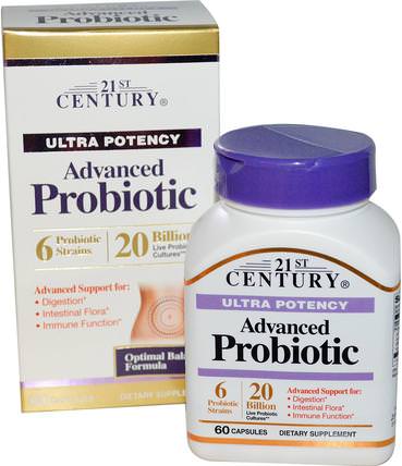 Advanced Probiotic, Ultra Potency, 60 Capsules by 21st Century, 補充劑，益生菌，穩定的益生菌 HK 香港