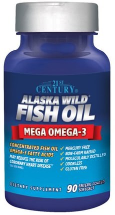 Alaska Wild Fish Oil, 90 Enteric Coated Softgels by 21st Century, 補充劑，efa omega 3 6 9（epa dha），魚油，魚油軟膠囊 HK 香港