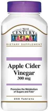 Apple Cider Vinegar, 300 mg, 250 Tablets by 21st Century, 補充劑，蘋果醋 HK 香港