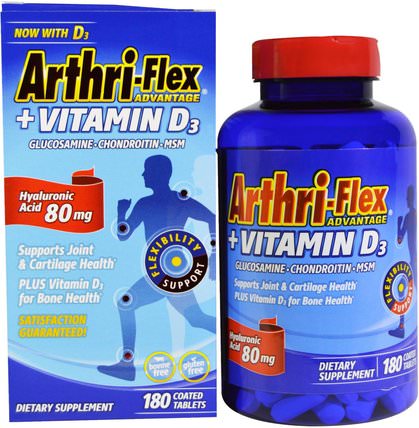 Arthri-Flex Advantage, + Vitamin D3, 180 Coated Tablets by 21st Century, 補充劑，氨基葡萄糖，健康，骨骼，骨質疏鬆症，關節健康 HK 香港