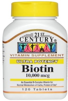 Biotin, 10.000 mcg, 120 Tablets by 21st Century, 維生素，維生素B，生物素 HK 香港