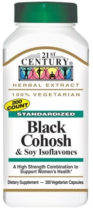 Black Cohosh & Soy Isoflavones, 200 Veggie Caps by 21st Century, 健康，女性，黑升麻，黑升麻更年期 HK 香港