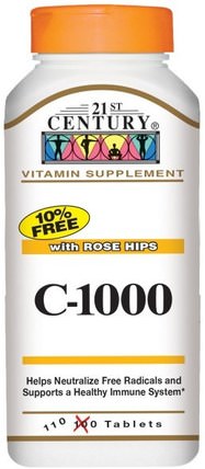 C-1000, with Rose Hips, 110 Tablets by 21st Century, 維生素，維生素c HK 香港