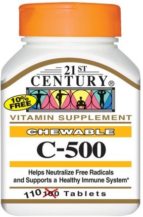 Chewable C-500, 110 Tablets by 21st Century, 補品，礦物質，鈣，咀嚼鈣 HK 香港