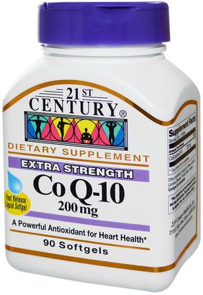 Co Q-10, 200 mg, 90 Softgels by 21st Century, 補充劑，輔酶q10，coq10 200毫克 HK 香港