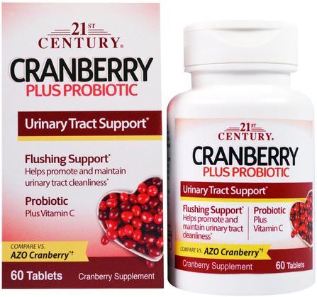 Cranberry Plus Probiotic, 60 Tablets by 21st Century, 補充劑，益生菌，蔓越莓 HK 香港