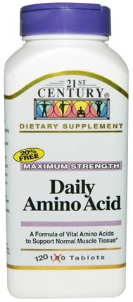 Daily Amino Acid, Maximum Strength, 120 Tablets by 21st Century, 補充劑，氨基酸 HK 香港