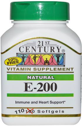 E-200, Natural, 110 Softgels by 21st Century, 維生素，維生素e HK 香港