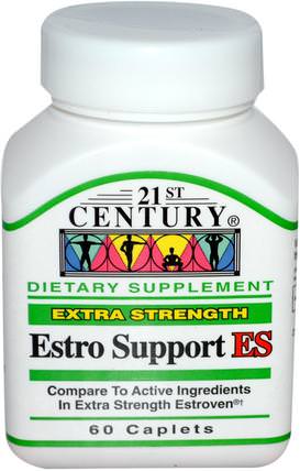 Estro Support ES, Extra Strength, 60 Caplets by 21st Century, 健康，女性，黑升麻，更年期 HK 香港