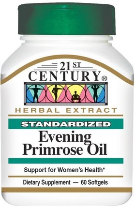 Evening Primrose Oil, Standardized, 60 Softgels by 21st Century, 補充劑，efa omega 3 6 9（epa dha），月見草油，月見草油軟膠囊 HK 香港