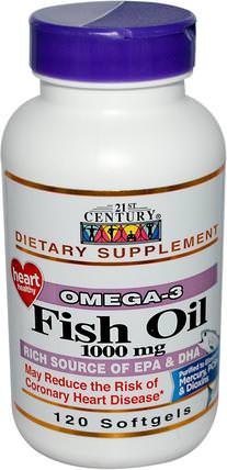 Fish Oil, 1000 mg, 120 Softgels by 21st Century, 補充劑，efa omega 3 6 9（epa dha），魚油，魚油軟膠囊 HK 香港